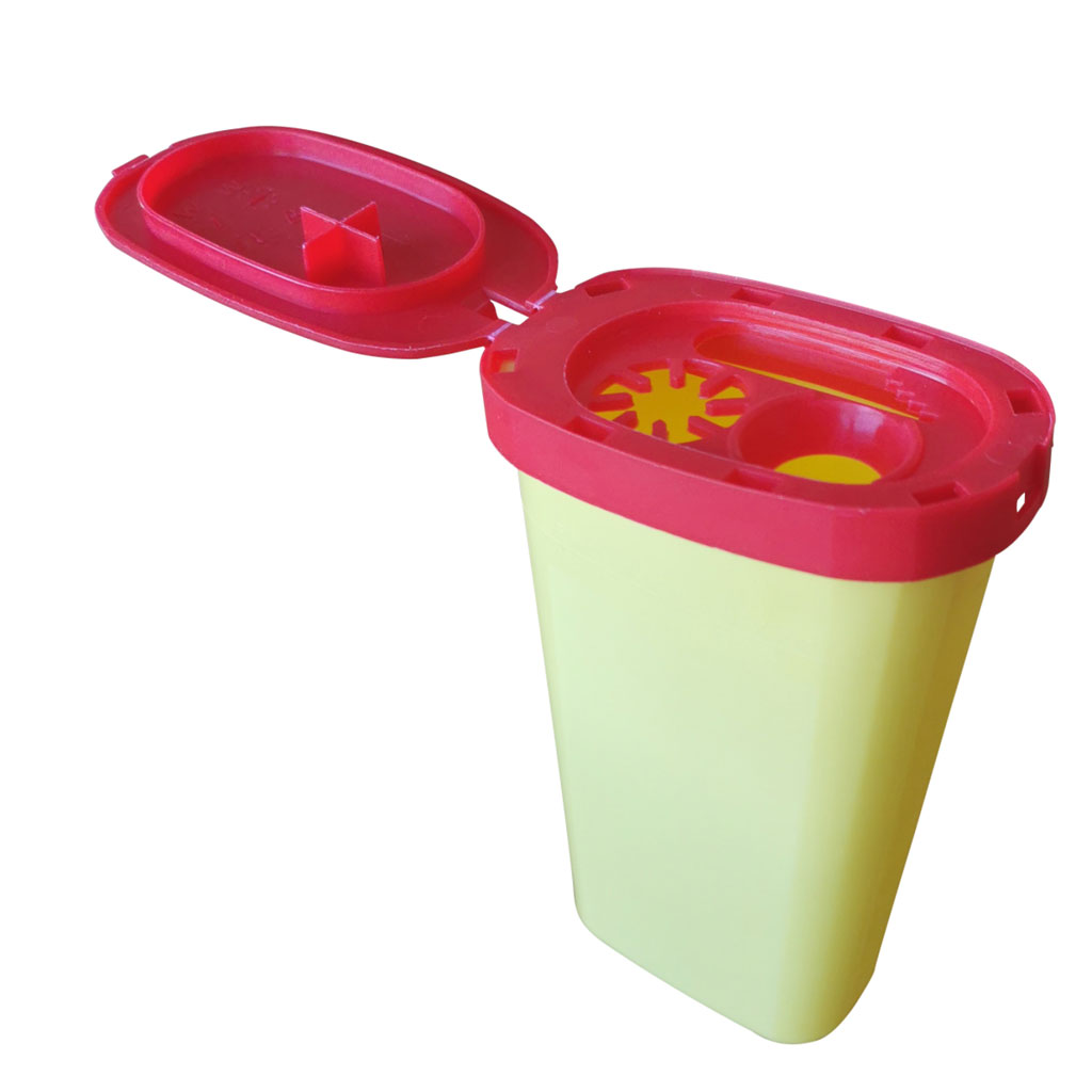 Safe-Box Mini 0.25L, Kanülenabwurfbehälter, gelb mit Deckel rot