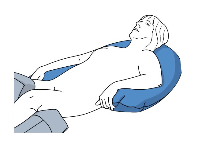 Schematische Darstellung zur Nutzungsmöglichkeit des Carepur Halbmondkissen