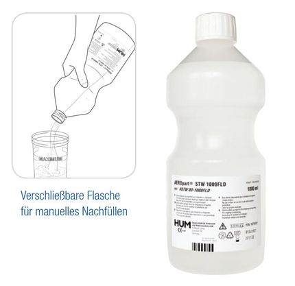 Paket] Aeropart steriles Wasser, Sterilwasser für die Inhalation &  O2-Atemgasbefeuchtung Sauerstoff (6 x 1000ml) STW 1000 FLD + Gratis  ElinaMed 2in1 50ml Desinfektionsspray, Burbach + Goetz