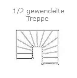 schematische Darstellung einer 1/2 gewendelten Treppe 