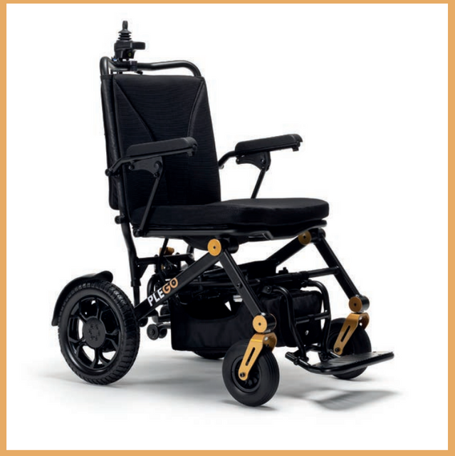 Plego Elektro-Rollstuhl inkl. Umbau für Begleitsteuerung, Alu-Leichtgewicht, faltbar, nur 24,5 kg inkl. Akku, pannensichere Bereifung, 6 km/h, bis 130kg