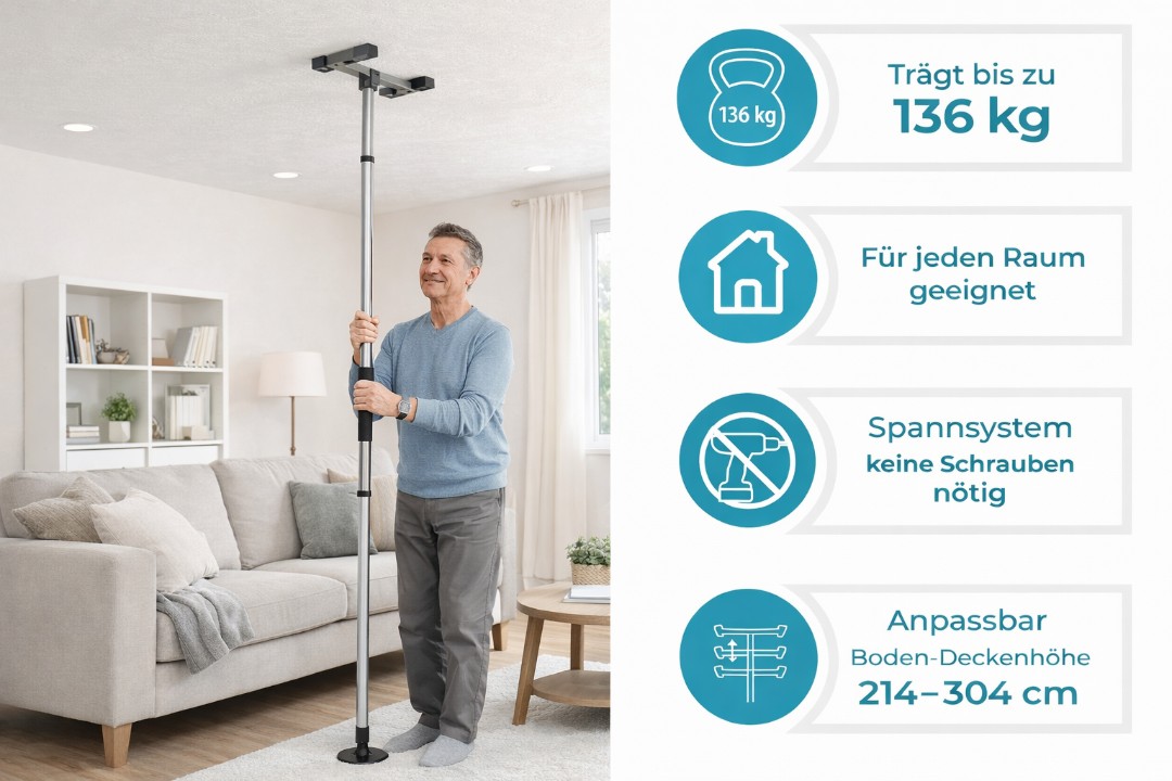 Bodendeckenstange Vorteile