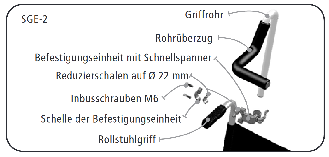 Ergonomische Griffe, höhenverstellbar und einfache Montage