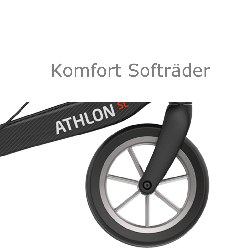 Athlon SL Superleicht Carbon-Rollator, mit Komfort Soft-Räder  (stoßabsorbierend), ab 5 kg, Gehwagen mit Einkaufstasche & Stockhalter, bis  150kg, Original Carbon Black Edition, Burbach + Goetz